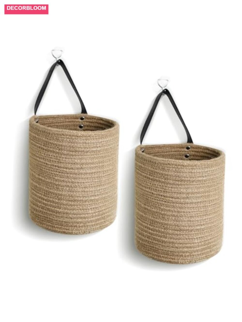 Boho Wicker Hanging Baskets 2-Pack, Wall Decor Organizer